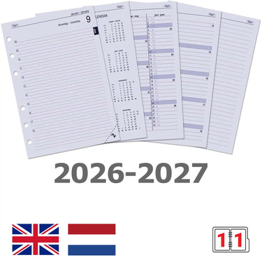 6201-26-27 210 x 144 mm 2026 et 2027 A5 Planificateur recharge nl en